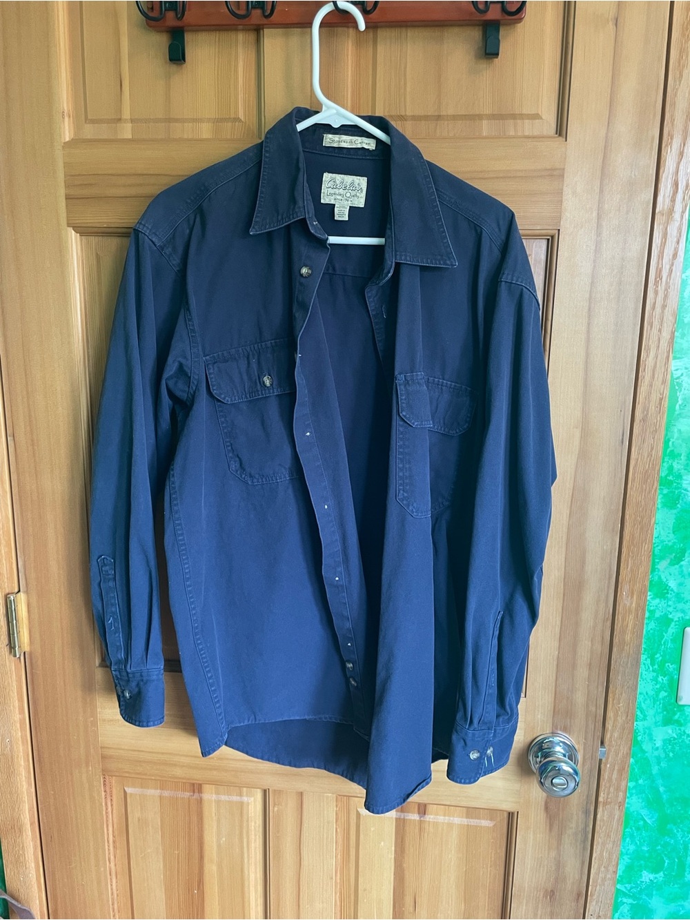 Vintage Cabela’s Dark Blue Stonewash Canvas Men's Button-Up Shirt or Jacket